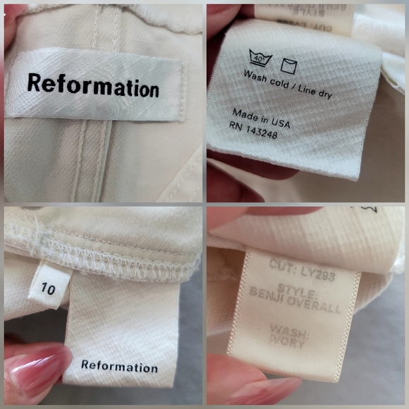 Reformation Benji Overalls Denim Cream Ivory size 10 - Picture 3 of 15